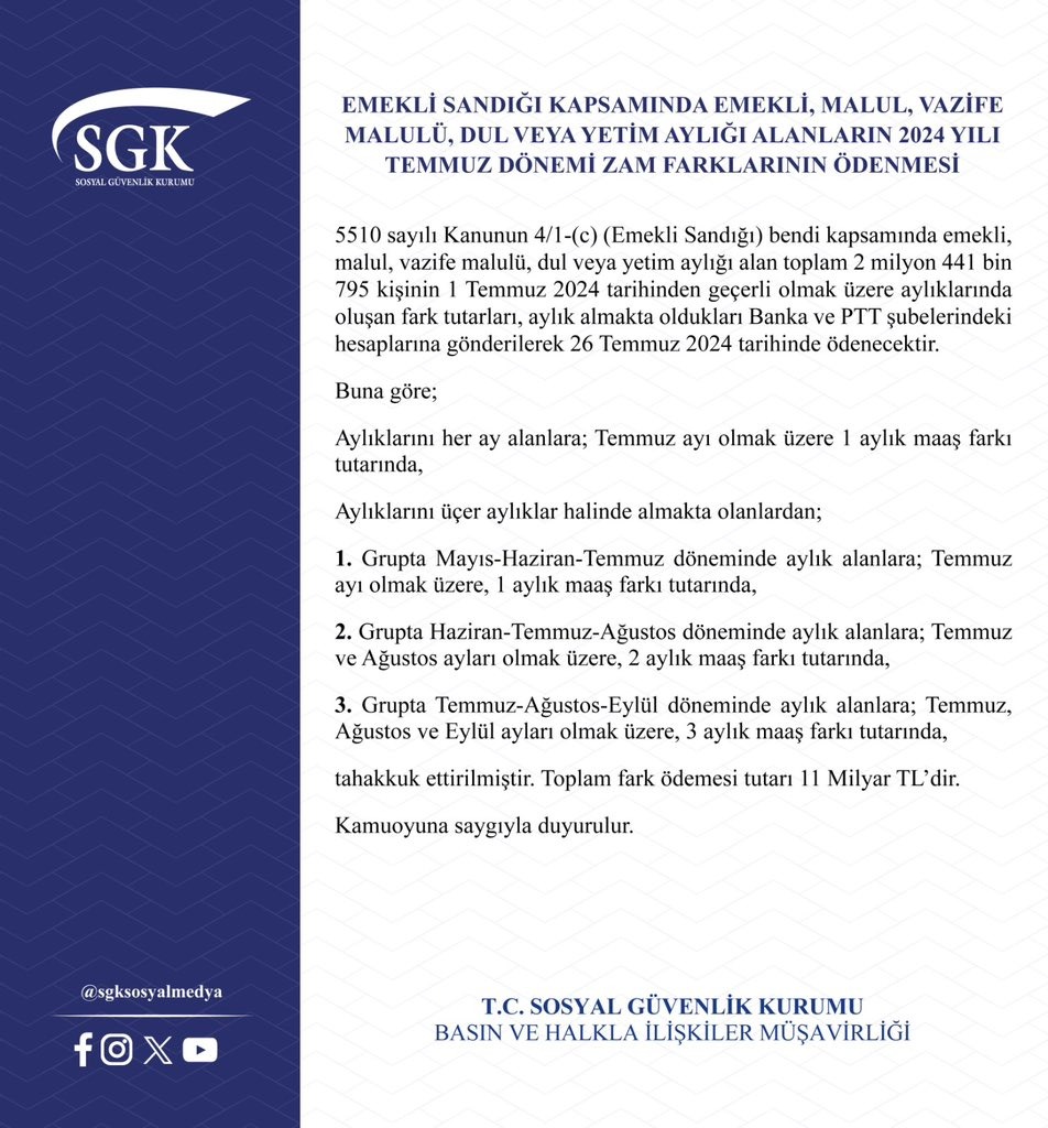 sgk zam farkları
